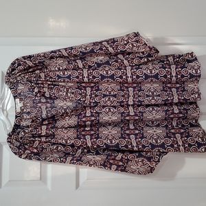 Navy blue pattern 3/4 sleeve Blouse